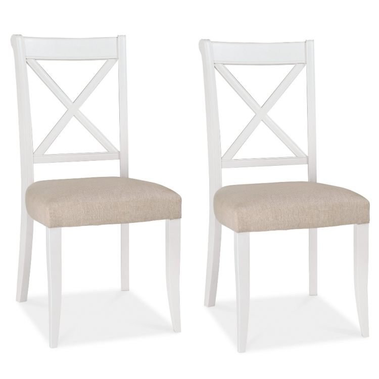 Hampstead Two Tone Painted Furniture Fabric X Back Dining Chair Pair