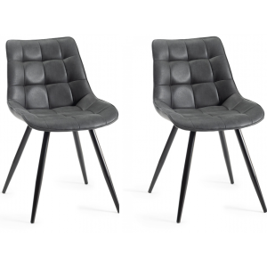 Bentley Designs Seurat Furniture Dark Grey Faux Suede Fabric Chairs Bentley Designs Seurat Furniture Dark Grey Faux Suede Fabric Chairs