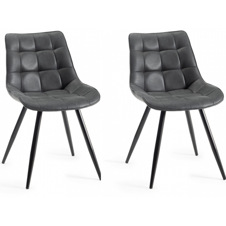 Bentley Designs Seurat Furniture Dark Grey Faux Suede Fabric Chairs