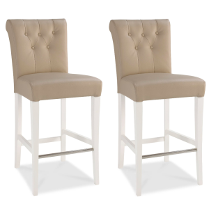 Hampstead Two Tone Furniture Upholstered Ivory Leather Bar Stool Pair Hampstead Two Tone Furniture Upholstered Ivory Leather Bar Stool Pair