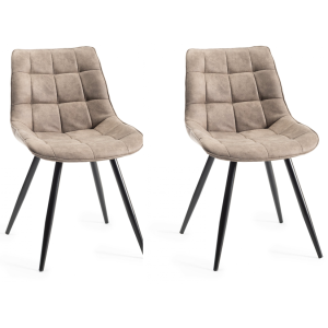 Bentley Designs Seurat Furniture Tan Faux Suede Fabric Chairs Pair Bentley Designs Seurat Furniture Tan Faux Suede Fabric Chairs Pair