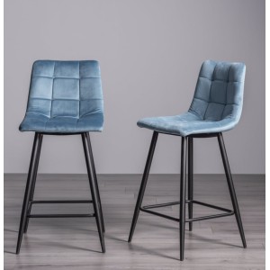 Bentley Designs Mondrian Furniture Petrol Blue Velvet Fabric Bar Stools (Pair) Bentley Designs Mondrian Furniture Petrol Blue Velvet Fabric Bar Stools (Pair)