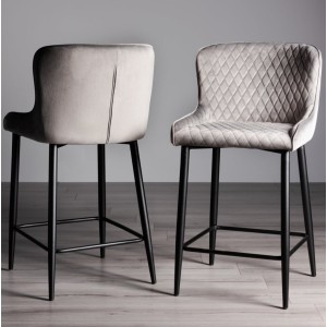 Bentley Designs Cezanne Furniture Grey Velvet Fabric Bar Stools (Pair) Bentley Designs Cezanne Furniture Grey Velvet Fabric Bar Stools (Pair)