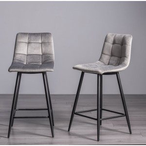 Bentley Designs Mondrian Furniture Grey Velvet Fabric Bar Stools (Pair) Bentley Designs Mondrian Furniture Grey Velvet Fabric Bar Stools (Pair)