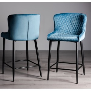Bentley Designs Cezanne Furniture Petrol Blue Velvet Fabric Bar Stools (Pair) Bentley Designs Cezanne Furniture Petrol Blue Velvet Fabric Bar Stools (Pair)