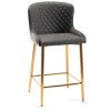 Bentley Designs Cezanne Furniture Dark Grey Faux Leather Matt Gold Plated Legs Bar Stools (Pair)