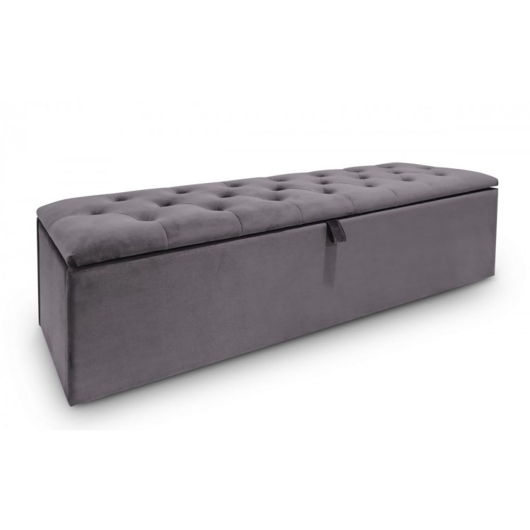 Julian Bowen Furniture Ravello Grey Velvet Fabric Blanket Box