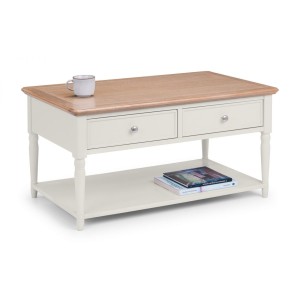 Julian Bowen Painted Furniture Provence Grey Coffee Table with 2 Drawer Julian Bowen Painted Furniture Provence Grey Coffee Table with 2 Drawer