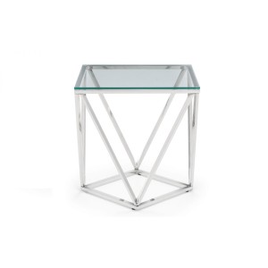 Julian Bowen Furniture Riviera Silver Glass Top Octagonal Lamp Table Julian Bowen Furniture Riviera Silver Glass Top Octagonal Lamp Table