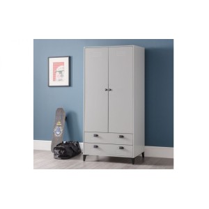 Julian Bowen Furniture Lakers Locker Grey 2 Drawer and 2 Door Wardrobe Julian Bowen Furniture Lakers Locker Grey 2 Drawer and 2 Door Wardrobe