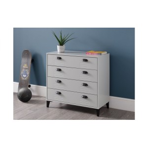 Julian Bowen Furniture Lakers Locker Grey 4 Drawer Chest of Table Julian Bowen Furniture Lakers Locker Grey 4 Drawer Chest of Table