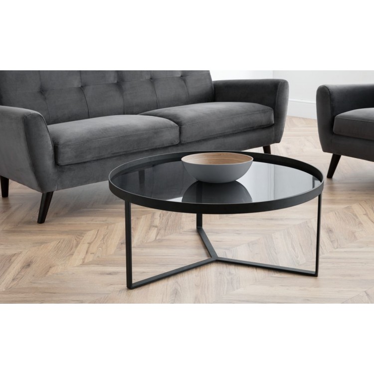 Julian Bowen Furniture Loft Black Smoked Glass Cofee Table
