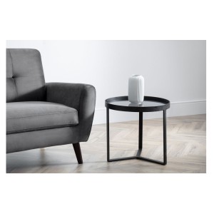 Julian Bowen Furniture Loft Black Smoked Glass Lamp Table Julian Bowen Furniture Loft Black Smoked Glass Lamp Table