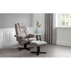 Julian Bowen Furniture Malmo Grey Linen Swivel Recliner and Footstool Set Julian Bowen Furniture Malmo Grey Linen Swivel Recliner and Footstool Set