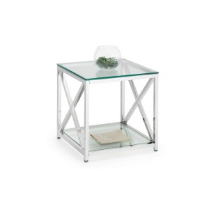 Julian Bowen Furniture Miami Silver Glass Top Lamp Table Julian Bowen Furniture Miami Silver Glass Top Lamp Table