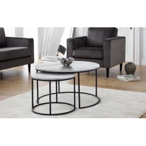 Julian Bowen Bellini Furniture White Marble Round Nesting Coffee Table Julian Bowen Bellini Furniture White Marble Round Nesting Coffee Table