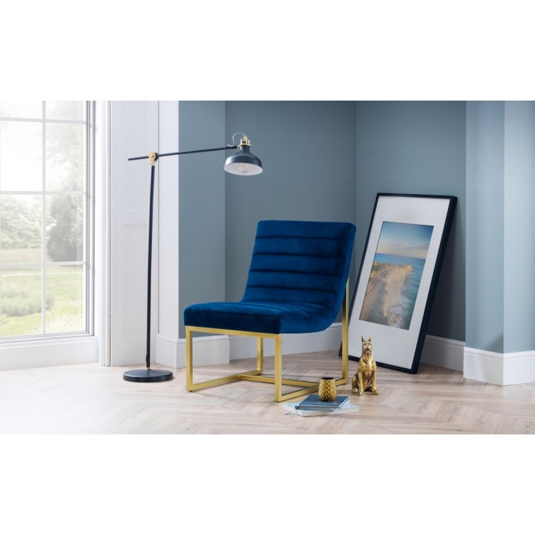 Julian Bowen Furniture Bellagio Blue Velvet Fabric Accent Chair