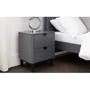 Julian Bowen Furniture Chloe 2 Drawer Bedside Table in Storm Grey Julian Bowen Furniture Chloe 2 Drawer Bedside Table in Storm Grey