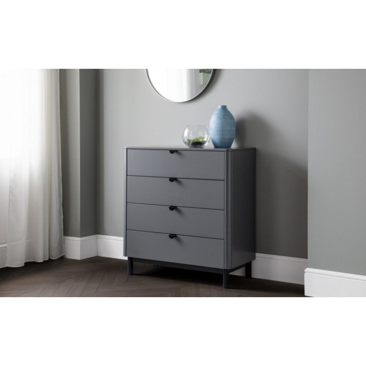 Julian Bowen Furniture Chloe 4 Drawer Chest of Table in Storm Grey