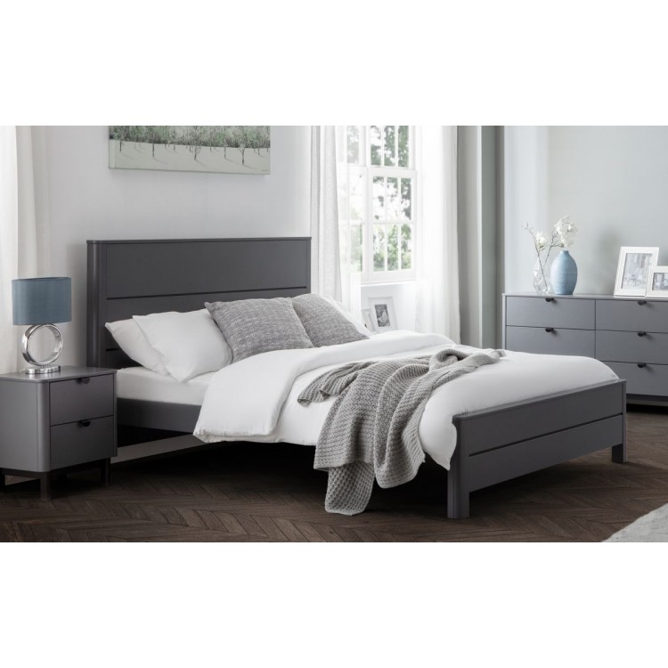 Julian Bowen Furniture Chloe 4ft Double Bed in Storm Grey with Capsule Orthopaedic Mattress