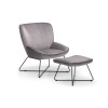 Julian Bowen Furniture Mila Grey Velvet Accent Chair and Stool