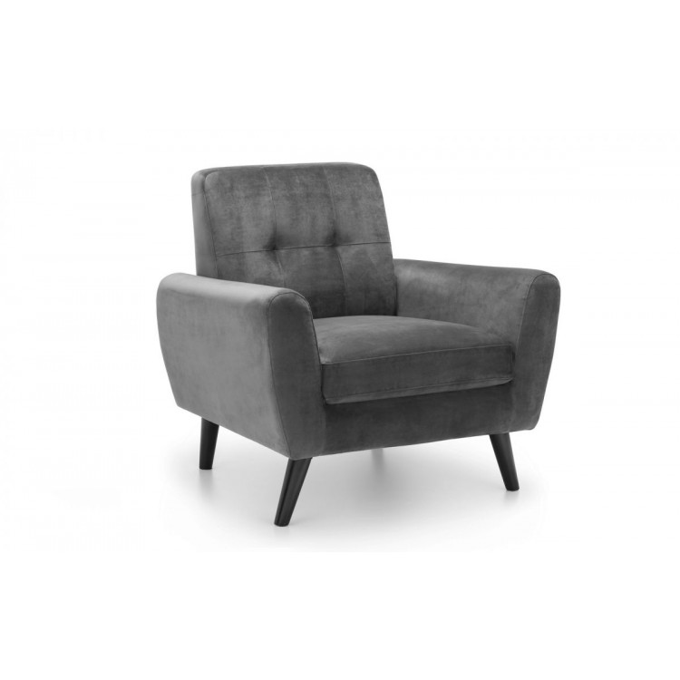Julian Bowen Monza Furniture Dark Grey Velvet Armchair