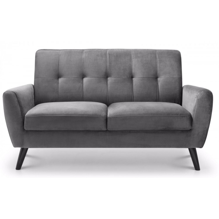 Julian Bowen Monza Furniture Dark Grey Velvet 2 Seater Sofa