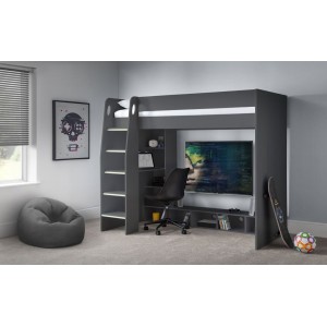 Julian Bowen Furniture Nebula Anthracite Gaming Bed with Desk