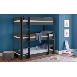 Julian Bowen Painted Furniture Trio Anthracite Triple Single 3ft Bunk Bed Julian Bowen Painted Furniture Trio Anthracite Triple Single 3ft Bunk Bed