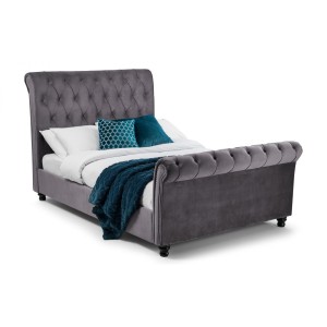 Julian Bowen Furniture Valentino Grey Velvet 4ft6 Double Bed Julian Bowen Furniture Valentino Grey Velvet 4ft6 Double Bed