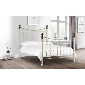 Julian Bowen Furniture Victoria Stone White and Brass 4ft6 Double Bed Julian Bowen Furniture Victoria Stone White and Brass 4ft6 Double Bed