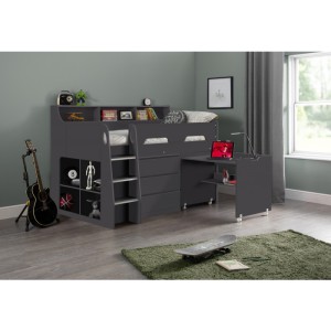 Julian Bowen Furniture Jupiter Anthracite Midsleeper 3ft Bed with Drawers Julian Bowen Furniture Jupiter Anthracite Midsleeper 3ft Bed with Drawers