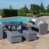 Maze Lounge Outdoor Fabric Fuzion Flanelle Sofa Cube Set with Fire Pit