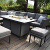 Maze Lounge Outdoor Fabric Pulse Rectangular Flanelle Corner Dining Set with Fire Pit