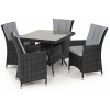 Maze Rattan Garden Furniture LA 4 Seat Square Dining Table Set Grey