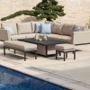 Maze Lounge Outdoor Fabric Pulse Taupe Rectangular Corner Dining Set with Rising Table  