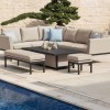 Maze Lounge Outdoor Fabric Pulse Taupe Rectangular Corner Dining Set with Rising Table