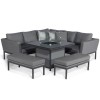 Maze Lounge Outdoor Fabric Pulse Square Flanelle Corner Dining Set with Fire Pit