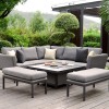 Maze Lounge Outdoor Fabric Pulse Square Flanelle Corner Dining Set with Fire Pit