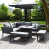 Maze Lounge Outdoor Fabric Pulse Square Flanelle Corner Dining Set with Fire Pit