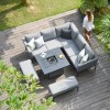 Maze Lounge Outdoor Fabric Pulse Square Flanelle Corner Dining Set with Fire Pit