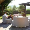 Maze Lounge Outdoor Fabric Snug Lifestle Suite with Rising Table in Lead Chine