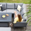 Maze Lounge Outdoor Fabric Pulse Square Flanelle Corner Dining Set with Rising Table