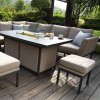 Maze Lounge Outdoor Fabric Pulse Taupe Rectangular Corner Dining Set with Fire Pit