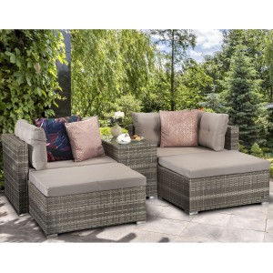 Signature Weave Garden UV Treated Rattan Harper Grey Stackable Sofa Set Signature Weave Garden UV Treated Rattan Harper Grey Stackable Sofa Set