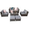 Signature Weave Garden Furniture Chelsea Grey Modular Sofa Dining Set with Storage