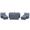 Signature Weave Garden Furniture Chelsea Grey Modular Sofa Dining Set with Storage