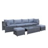 Signature Weave Garden Furniture Chelsea Grey Modular Sofa Dining Set with Storage