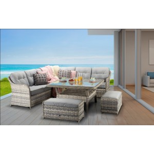Signature Weave Garden Furniture Constance Silver Grey Large Corner Dining Set Signature Weave Garden Furniture Constance Silver Grey Large Corner Dining Set