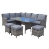 Signature Weave Garden Furniture Edwina Corner Dining Sofa Set Grey